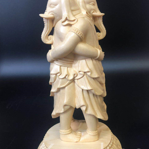 大迫力 木彫仏像 歓喜天双身立像 彫刻 一刀彫 天然木檜材 仏教工芸