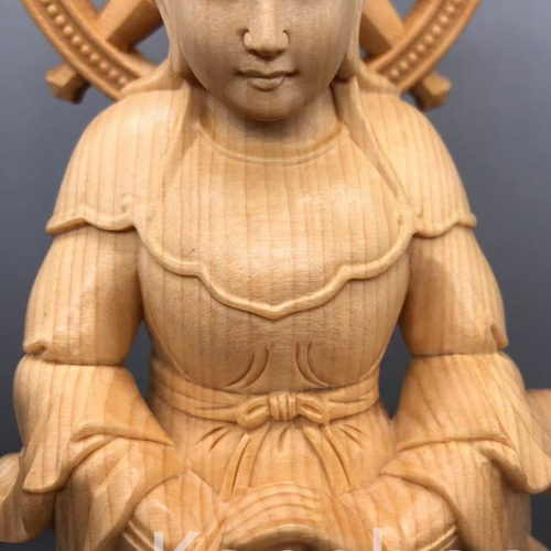 最高級 木彫仏像 北辰妙見菩薩立像 一刀彫 天然木檜材 彫刻 仏教