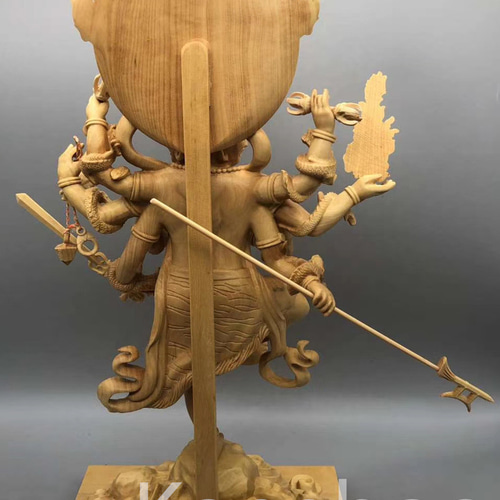 最高級 木彫仏像 烏枢瑟摩明王立像 彫刻 一刀彫 天然木檜材 仏教