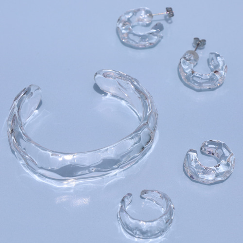 氷のガラス - Clear Glass Bangle - ガラス バングル “ice” Slim (SS、S、Mサイズ)～溶けない氷