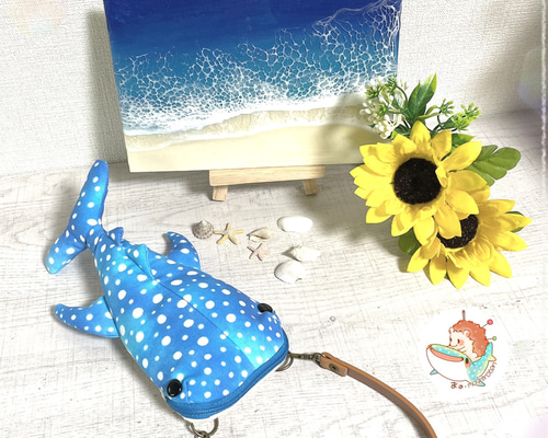 専用　ハンドメイド　ミニリュック型ポーチ　猫　海の生き物　ジンベイザメ 専用 ハンドメイド ミニリュック型ポーチ 猫 海の生き物