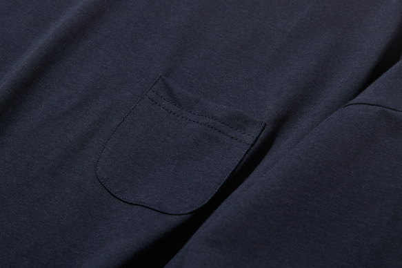 棉質剪縫瓶頸3/4袖T卹剪縫海軍藍220601-5 第3張的照片