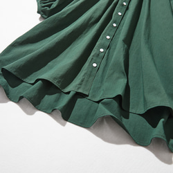 打造與眾不同的時尚造型 有機棉短袖襯衫 深綠色 220706-6 第3張的照片
