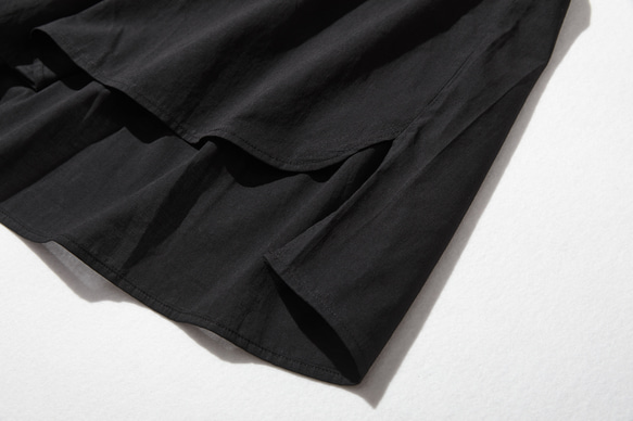 計算されたバランスで、差のつくお洒落を纏う　オーガーニックコットン　半袖シャツブラウス　ブラック220706-8 5枚目の画像