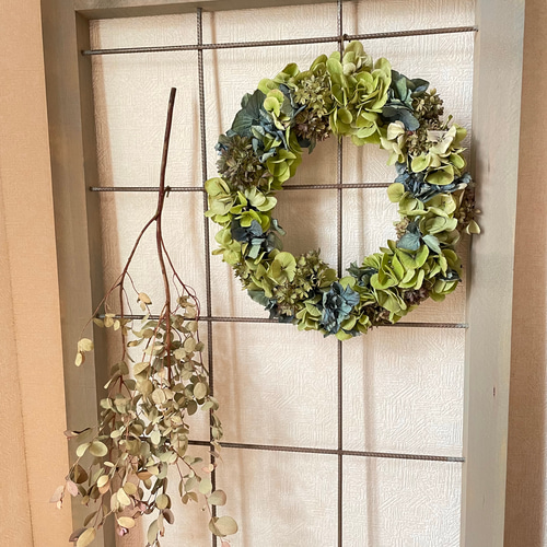 【オーダーメイド】　秋色あじさい　ドライフラワー リース オーダーメイド】 秋色あじさい ドライフラワー リース オーダー