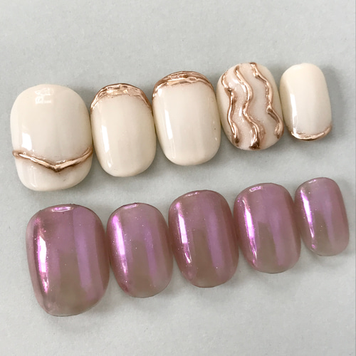 EVER NAIL ネイルチップセット ブラウン・パールピンク 074ca45191414b4bb1d7ce1e0ae183