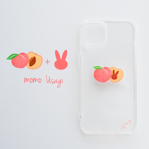 スマホケース 桃とウサギ もも うさぎ ピーチ android スマホケース
