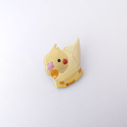 もろこしオカメインコ(金)漆ブローチ 2枚目の画像