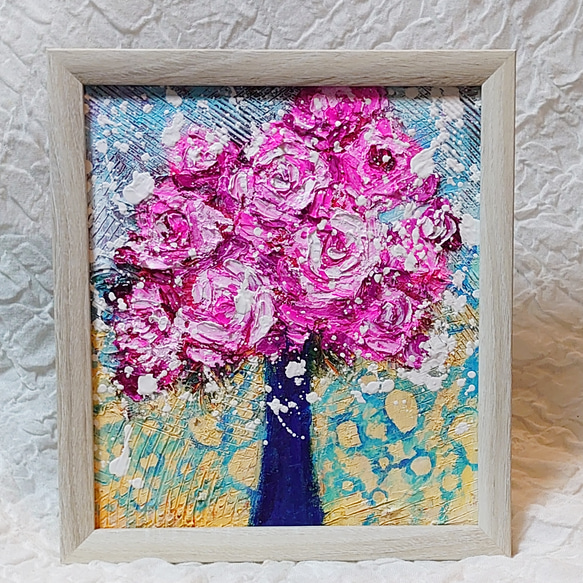 「ピンクロース」　手描き　油絵　風景画　原画　油彩画　静物　花 ピンクロース」 手描き 油絵 風景画 原画 油彩画 静物 花 油絵