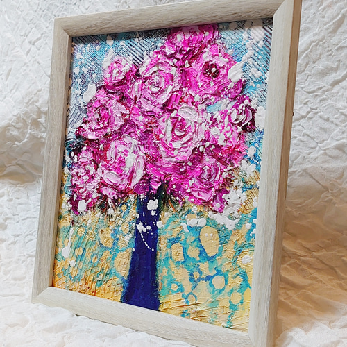 油絵 絵画 【ピンクの花】 絵画 HR 通販 14251929｜Creema(クリーマ)