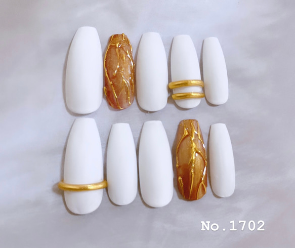 No.1702 ネイルチップ サイズオーダー 白 白マットネイル 夏ネイル  