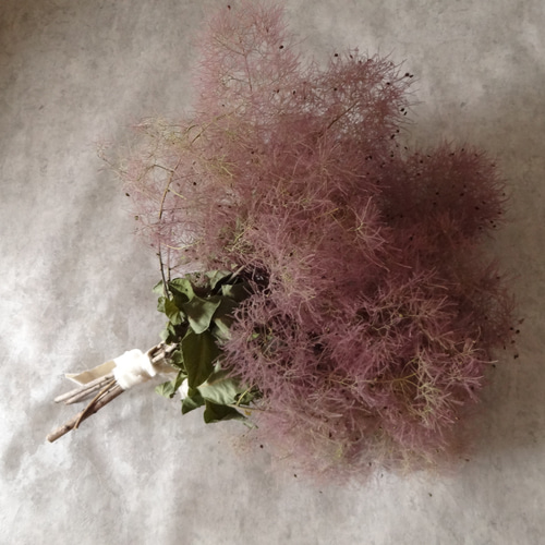 新作 出来たて スモークツリー ワイン色 シンプル スワッグ ブーケ  