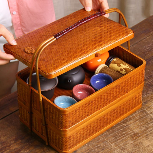 竹編提茶器収納箱手提げ茶道収納バッグ その他素材 fanqunsen 竹編提茶器収納箱手提げ茶道収納バッグ その他素材 fanqunsen
