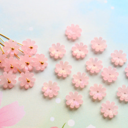 オリジナル新作★コスモス　菊　小花　アセテートパーツ　ピンク×レインボーグラデーション 5枚目の画像