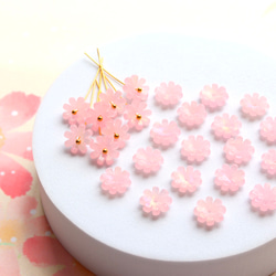 オリジナル新作★コスモス　菊　小花　アセテートパーツ　ピンク×レインボーグラデーション 18枚目の画像