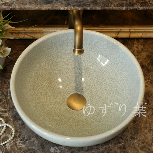 レトロなセラミック洗面台 丸い洗面台 洗面器 手洗い 排水管