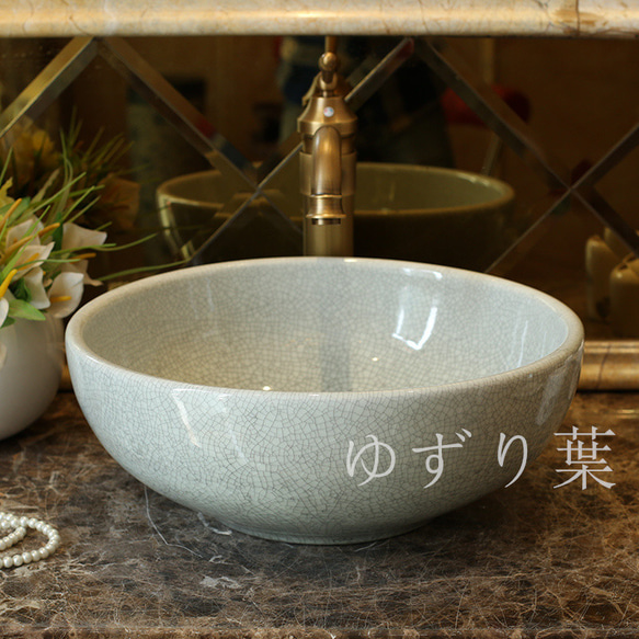 レトロなセラミック洗面台 丸い洗面台 洗面器 手洗い 排水管