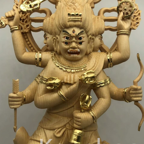 珍品 木彫り 仏像 五大明王神像 彫刻 彩繪 本金 切金 天然木檜材 珍品 木彫仏像 五大明王神像 彫刻 本金 切金 天然木檜材 仏教