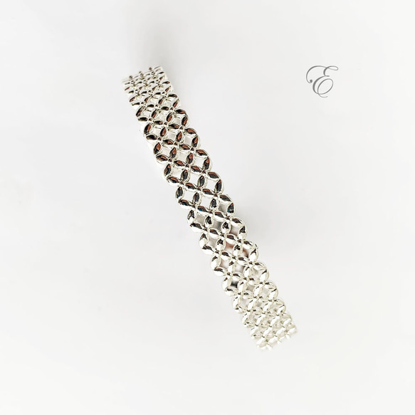 『在庫処分価格』金アレ対応 真鍮製 メタリック レース バングル 1個 3枚目の画像