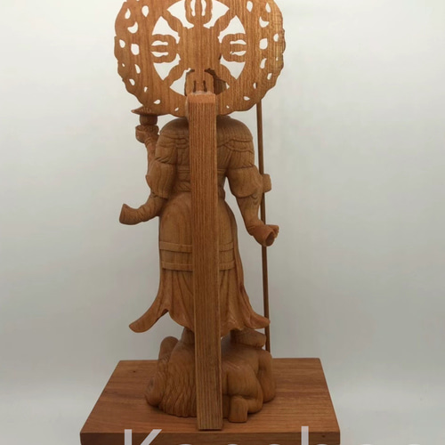 最高級 木彫り 仏像 四天王立像 彫刻 一刀彫 天然木檜材 仏教