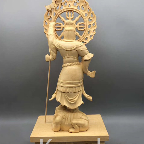 最高級 木彫り 仏像 四天王立像 彫刻 一刀彫 天然木檜材 仏教工芸 彫刻