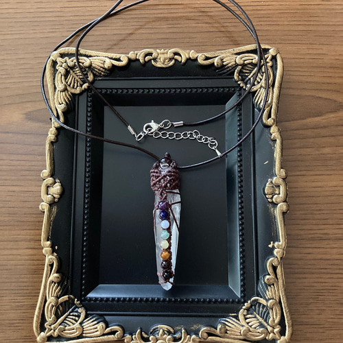 レムリアンシードポイント マクラメクリスタルワンド ネックレス  