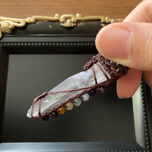 レムリアンシードポイント マクラメクリスタルワンド ネックレス  