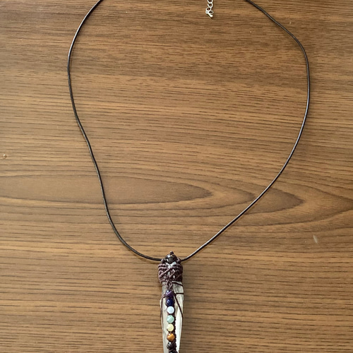 レムリアンシードポイント マクラメクリスタルワンド ネックレス  