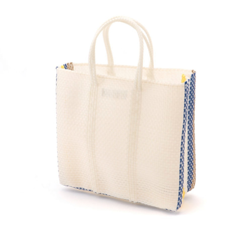 美品　Woven かごバッグ メルカドバッグ　ホワイト メルカドバッグ/ ホワイトサイドライン M (MB22-ST-104（M）)PZ かご