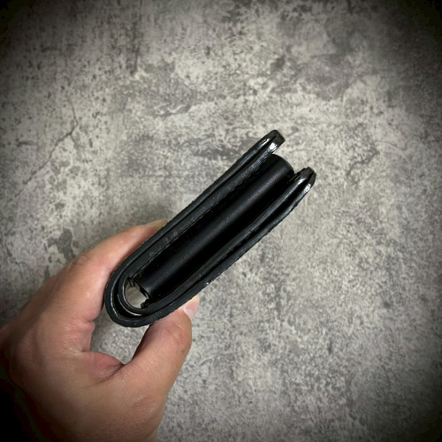 総手縫い スタースティングレイ ミニ財布 ガルーシャ ブラック 黒 ケース 総手縫い スタースティングレイ ミニ財布 ガルーシャ ブラック 黒 経年