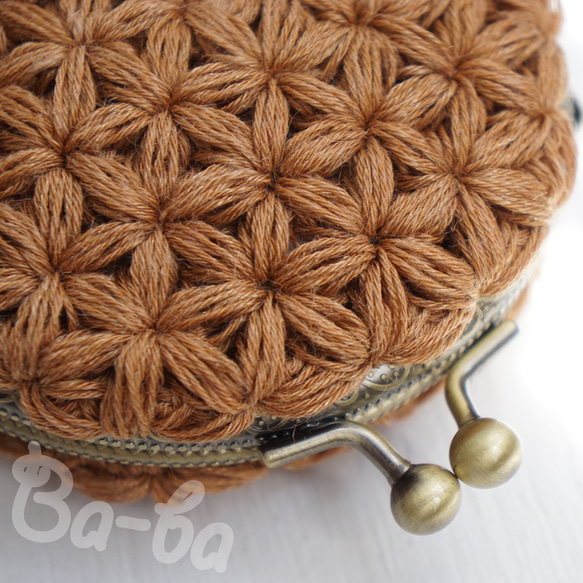 Ba-ba handmade Jasmine Stitch crochet round pouch No.C1579 第4張的照片