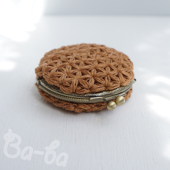 Ba-ba handmade Jasmine Stitch crochet round pouch No.C1579 第3張的照片