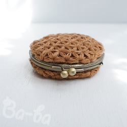 Ba-ba handmade Jasmine Stitch crochet round pouch No.C1579 第2張的照片