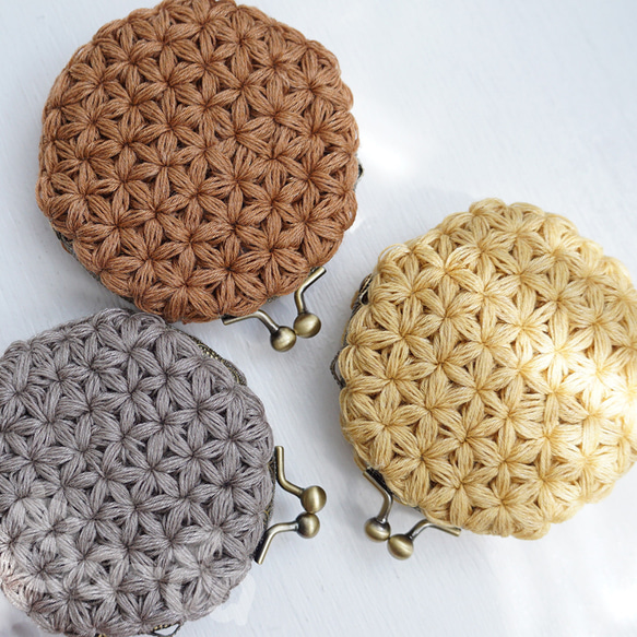 Ba-ba handmade Jasmine Stitch crochet round pouch No.C1579 第7張的照片