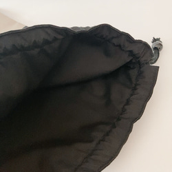 サイズが選べる巾着袋（大)  ブラック×グレー　[受注製作] 4枚目の画像