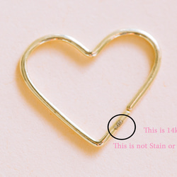 14K金 ゴールド ハート ヒンジ リング 耳 鼻 軟骨 ヘリックス トラガス フープイヤリング ピアス 5枚目の画像