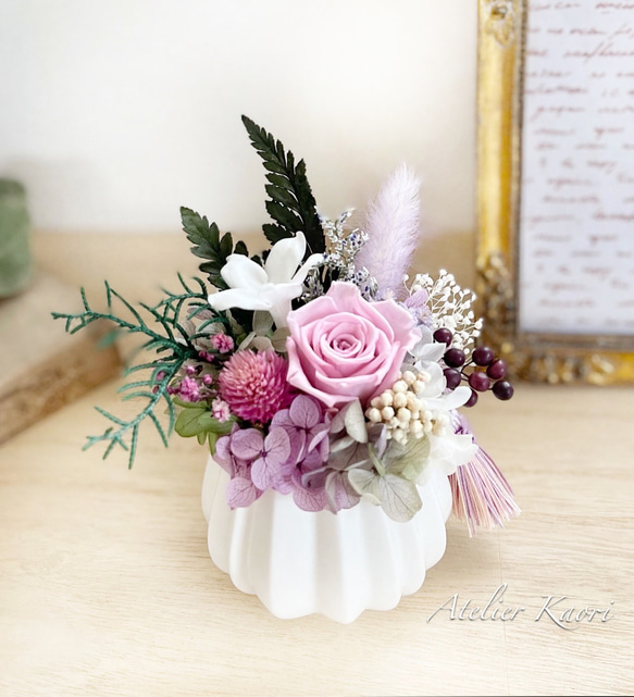 KAORI　仏花一対花器付き　プリザーブドフラワー　お供え花 KAORI様専用 仏花一対花器付き プリザーブドフラワー お供え花