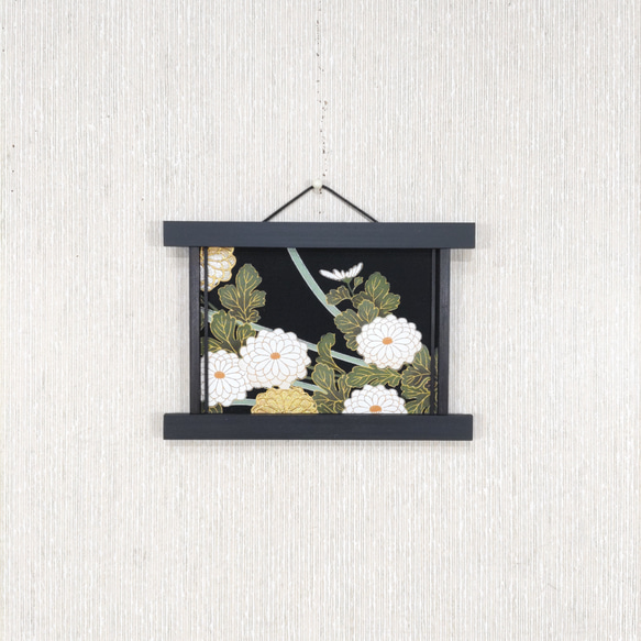 壁掛け　和風 かべ飾り　古布・白菊　NO.29 1枚目の画像