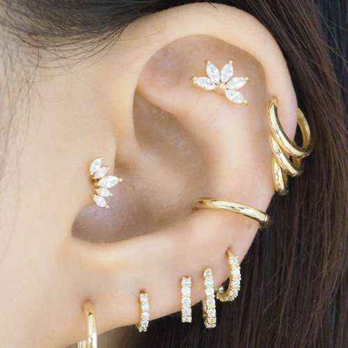 14K ゴールド 16g クリッカ ヒンジ リング 耳 鼻 軟骨 ヘリックス