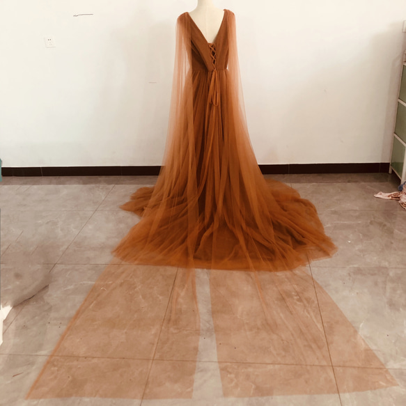 人気上昇！カラードレス  テラコッタ色  Vネック   ドレス ソフトチュ./2次会/挙式/前撮り 人気・おすすめ｜使いやすい・旅行におすすめ 品質保証 全国発送 正規品・日本国内発送・安心保証付き