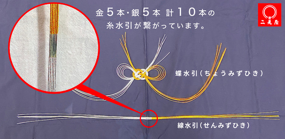 [ 水引 シリーズ ] - 蝶水引 金銀 ( 90 × 20 cm・40号 ) - 3枚目の画像