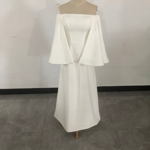 上品！ ウエディングドレス オフショルダー ロング フレア袖 抜群/演奏  