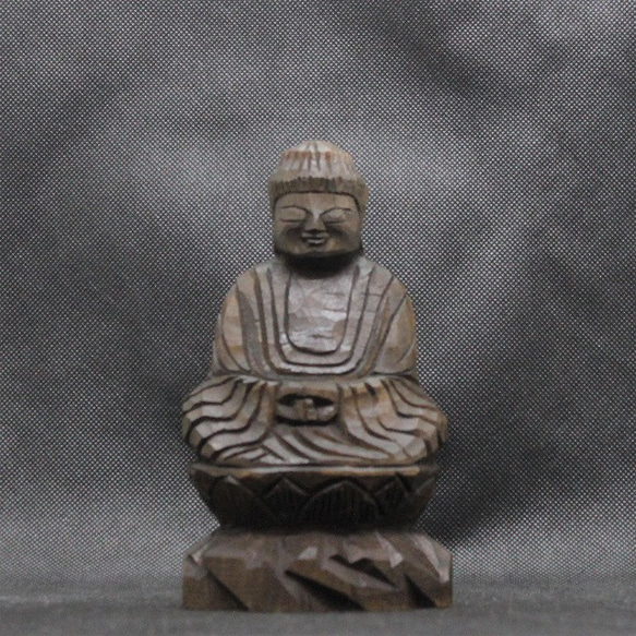 仏像 円空仏 木彫 阿弥陀如来（15cm 着色 an3123） 雕刻 円空