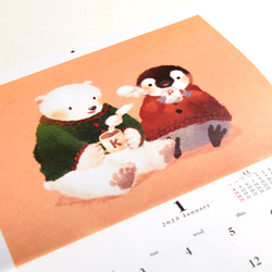 にくまんページ 2023ぺん＆くまカレンダー【壁掛け 見開きA3 書き込みスペース
