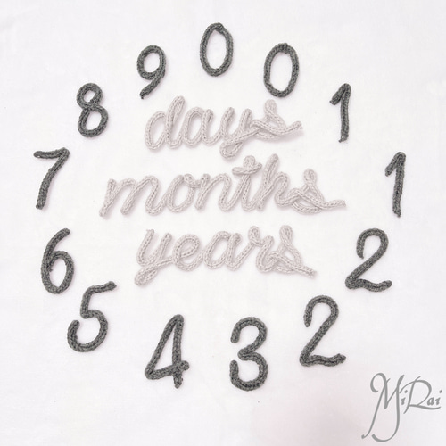 ウールレター 7cm数字(13文字) & days months years 月齢フォト 百日