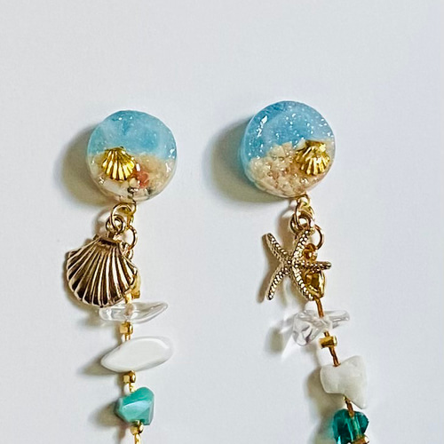 スカイブルー】海の煌きアクセサリー（ピアス・イヤリング） ピアス