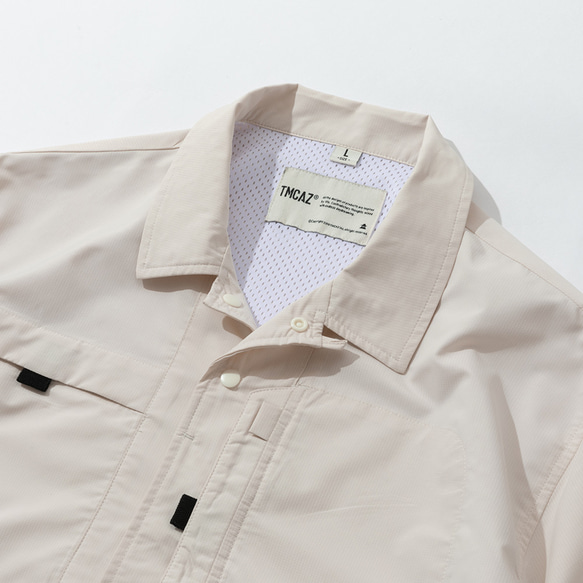 TMCAZ Open Collar Shirt[米白色] 山系城市輕機能風戶外多口袋輕速幹短袖襯衫 第20張的照片