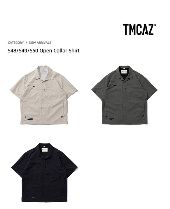 TMCAZ Open Collar Shirt[米白色] 山系城市輕機能風戶外多口袋輕速幹短袖襯衫 第17張的照片