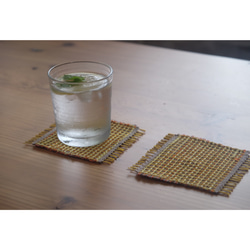 昭和レトロカラーの手織りコースター　2枚1セット 3枚目の画像