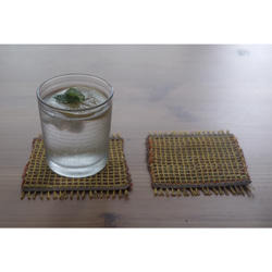 昭和レトロカラーの手織りコースター　2枚1セット 2枚目の画像